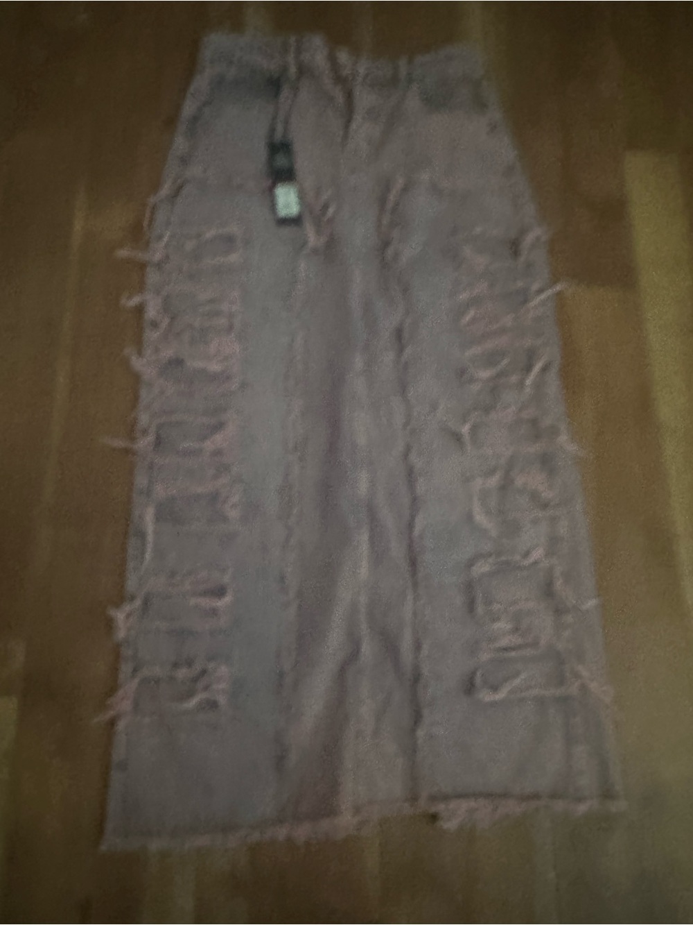 Frayed Ladder-Detail Pink Denim Skirt - Picture 2 of 4